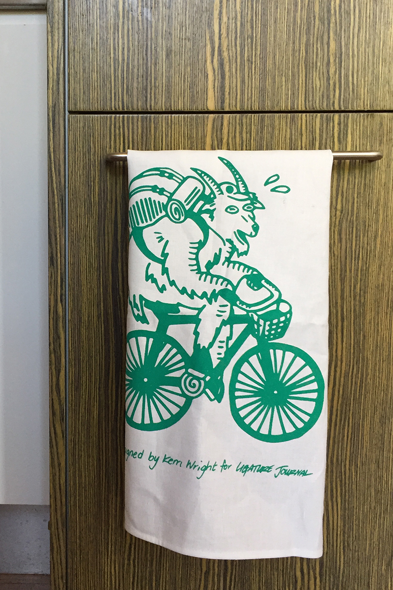 Cycling Goat Tea Towel